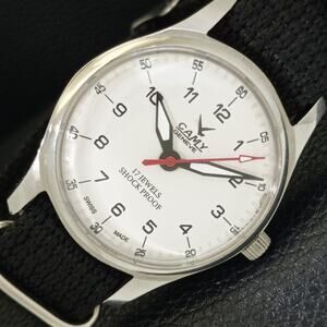 Vintage 1992 Camy Manual Mens Silver Watch W/Nato Strap & White accents